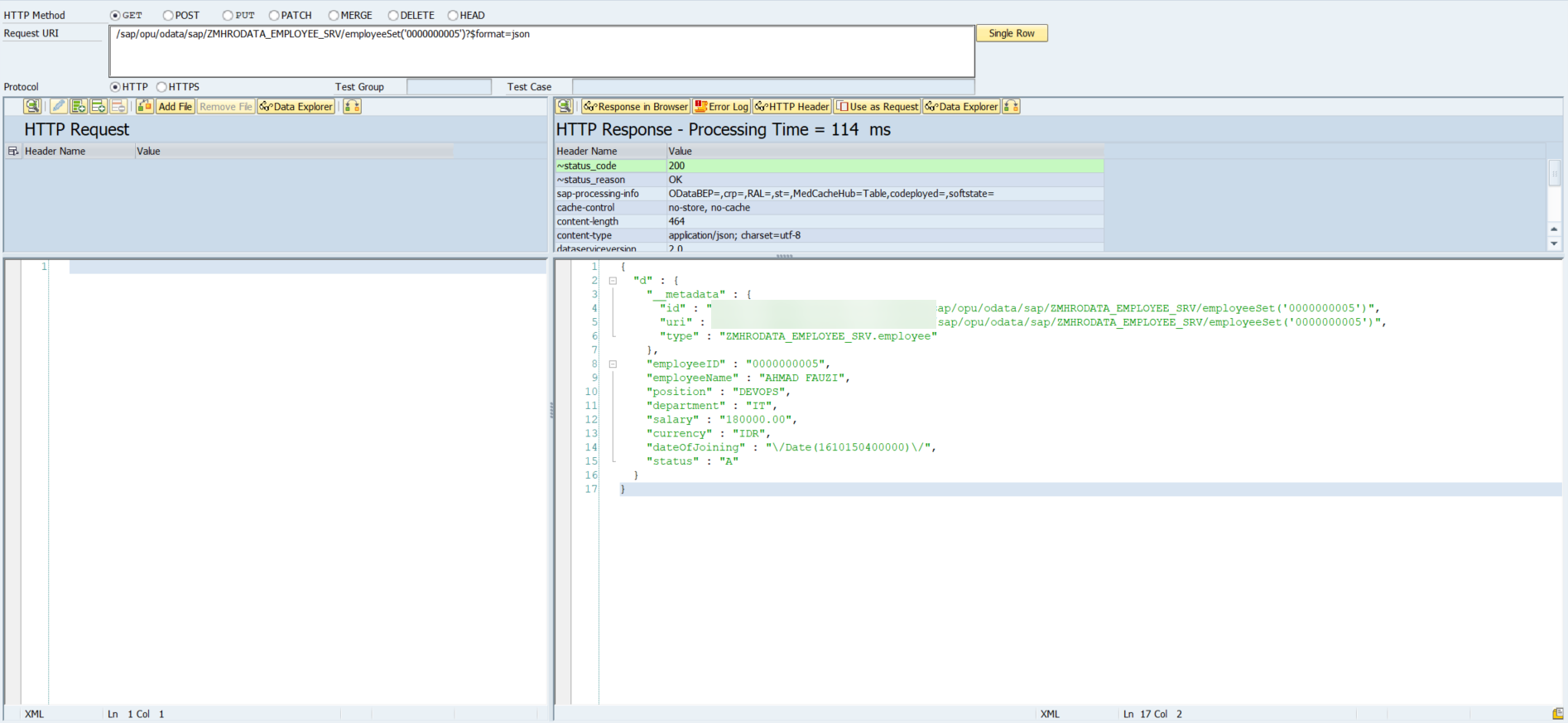 GET single employee by ID in /IWFND/GW_CLIENT